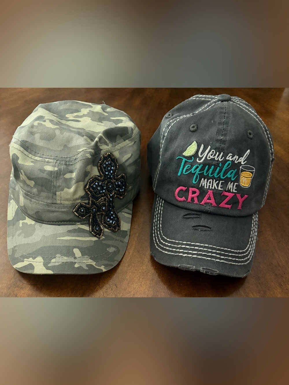 KBETHOS Tequila Hat + Camo Beaded Cross Cap Bundle